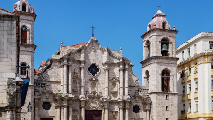 Havana, Cuba, Plaza de la Catedral beautiful square in the old town of Havana