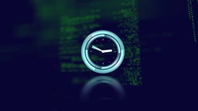 Animation of digital clock and computer language over black background. Digitally generated, hologram, illustration, time, coding, abstract, programming language and technology concept. - Powered by Shutterstock - Get 15% off with code: PIKWIZARD15