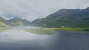 Animation of connected icons over aerial view of lake between mountains against cloudy sky. Digital composite, multiple exposure, business, communication, nature and technology concept. - Powered by Shutterstock - Get 15% off with code: PIKWIZARD15