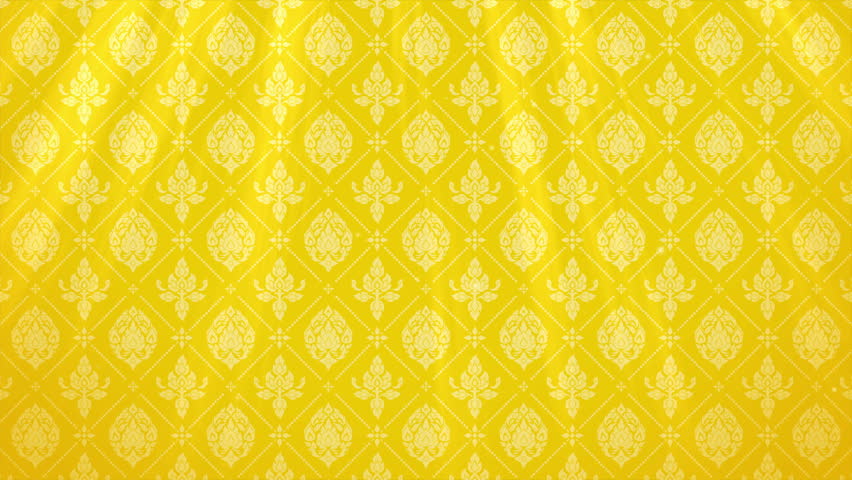 4K Luxury Thai pattern bright yellow gold theme background. Lai Thai element pattern animation