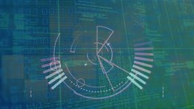 Animation of round scanner, data processing and binary coding against green background. Computer interface and business technology concept - Powered by Shutterstock - Get 15% off with code: PIKWIZARD15