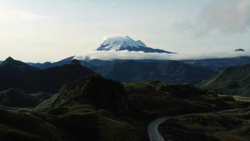 Drone footage of a snowy montain