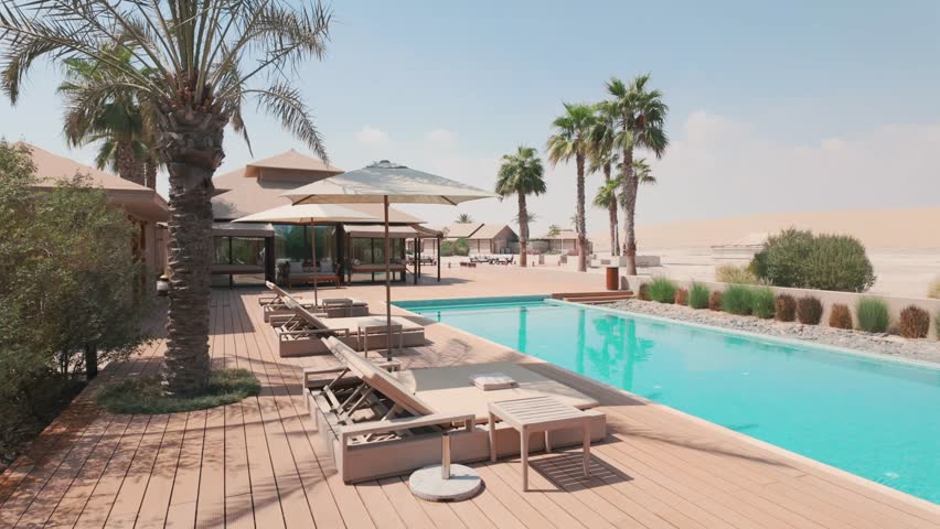 Desert resort with swimming pool, Qatar.