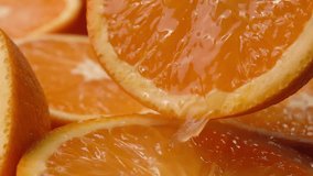 Orange juice is poured over half an orange fruit. High quality 4k footage - Powered by Shutterstock - Get 15% off with code: PIKWIZARD15