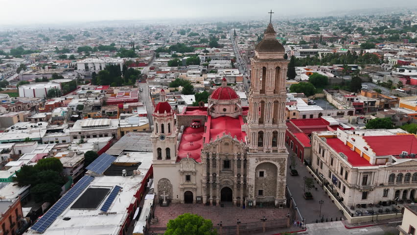 Saltillo Coahuila Mexico Cathedral Drone Aerial View