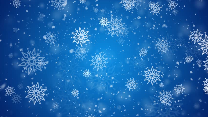 Blue Christmas Snowfall Background. Blue Christmas Snowflakes Background. Winter Snowfall Background. Seamless Loop