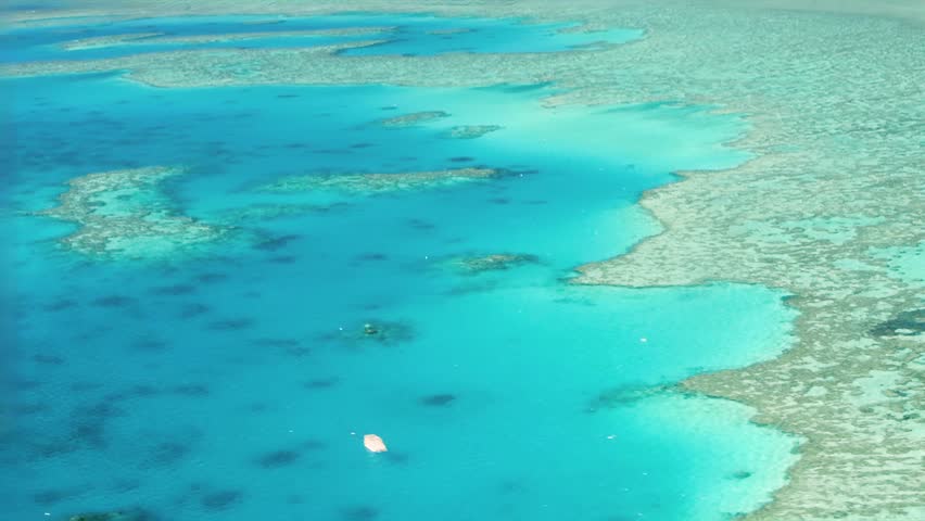 Amazing aerial view of Great Barrier Reef nature designs. Whitsundays. Queensland, Australia