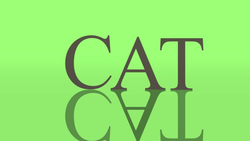 A creative and stylish illustration of a cat elegantly moving through and interacting with the letters in the word "CAT." The design features a playful, dynamic feline