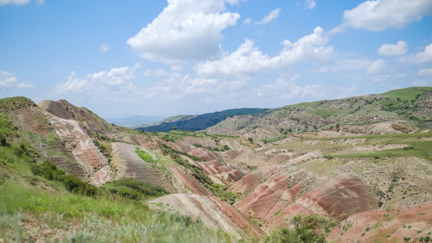 Time lapse shot of Mravaltskaro Colorful Mountains in Kakheti Region. Georgia