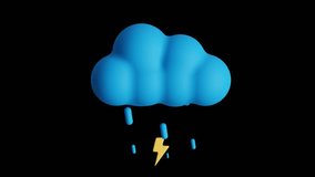 3d animation of raining cloud with thunder on isolated black background - Powered by Shutterstock - Get 15% off with code: PIKWIZARD15