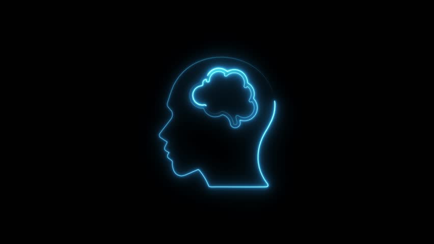 Neon Outline of Human Head with Brain - Concept of Artificial Intelligence and Mental Health - Powered by Shutterstock - Get 15% off with code: PIKWIZARD15