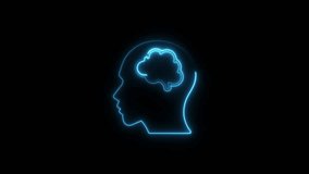 Neon Outline of Human Head with Brain - Concept of Artificial Intelligence and Mental Health - Powered by Shutterstock - Get 15% off with code: PIKWIZARD15