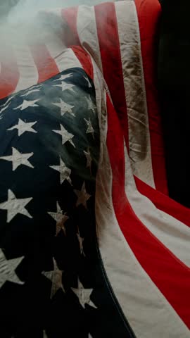 Close up of Waving American Flag , Super Slow Motion , Filmed on High Speed Cinematic Camera at 1000 FPS