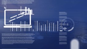 Animation of statistical data processing against landscape with mountains and sea. Computer interface and business data technology concept - Powered by Shutterstock - Get 15% off with code: PIKWIZARD15
