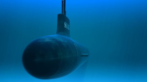 3d animation of swimming submarine. A deep-diving submarine used to explore the ocean is called a submersible. Submersibles are usually smaller than submarines
