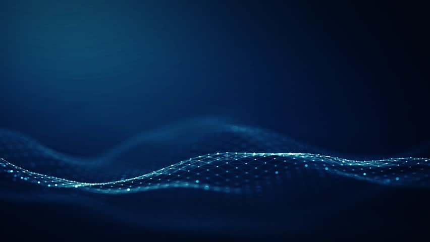 Abstract connected dots and lines on blue background. Communication and technology network concept with moving lines and dots. Seamless loop.4K