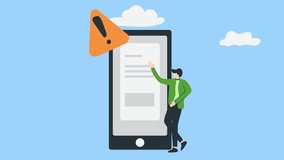 Warning notification symbol on mobile phone with people show reporting animation. - Powered by Shutterstock - Get 15% off with code: PIKWIZARD15