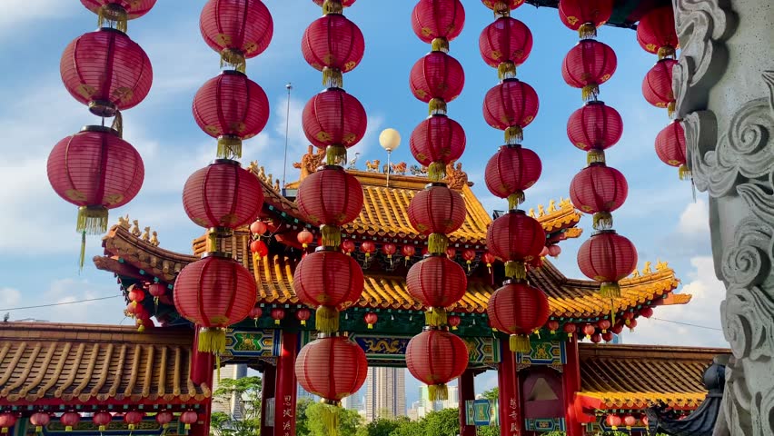 Thean Hou temple lanterns decortion, traditional chinese temple in Kuala Lumpur Malaysia