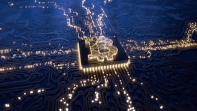 Bitcoin crypto currency digital technology on circuit board. Abstract futuristic 3D render background. Future of money global market exchange. Lightning network transactions. BTC mining concept - Powered by Shutterstock - Get 15% off with code: PIKWIZARD15