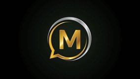 Luxury Golden Letter M Logo Animation Silver Bordered Chat Bubble: Animated Metallic Design - Powered by Shutterstock - Get 15% off with code: PIKWIZARD15