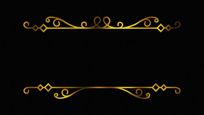 Golden line frame. Rectangular border. Gold title background. Black abstract text banner. Line art. Wedding model frame. Copy space. Luxury and sophistication. Glitter and shiny square. Thin line.
