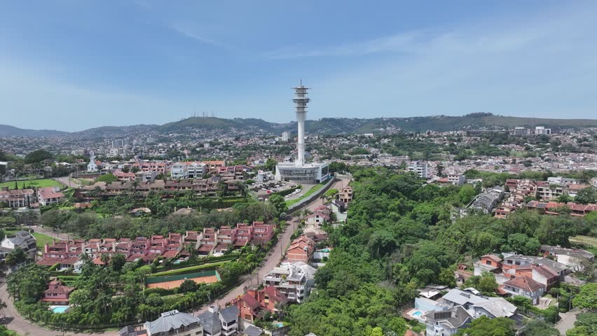Viewpoint Tower At Porto Alegre In Rio Grande Do Sul Brazil. Mobile Tower. Cityscape Scenery. Beautiful Antenna. Viewpoint Tower At Porto Alegre In Rio Grande Do Sul Brazil.