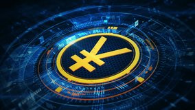 A glowing yellow yen symbol in a high-tech blue and orange digital interface, symbolizes cryptocurrency, digital transactions, and modern financial technology. Business financial investment concept - Powered by Shutterstock - Get 15% off with code: PIKWIZARD15