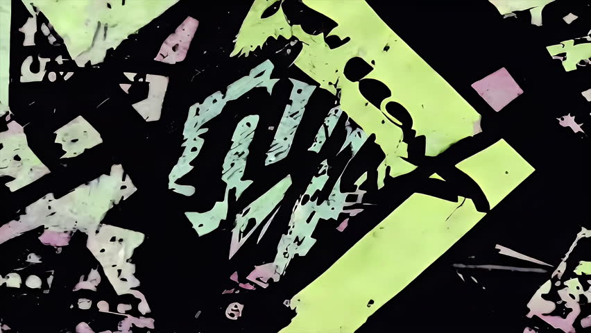 Neon lime collage texture grunge overlay with high-contrast black tape marks and urban cutout design, perfect for music promos, stylized overlays, and VJ loops.