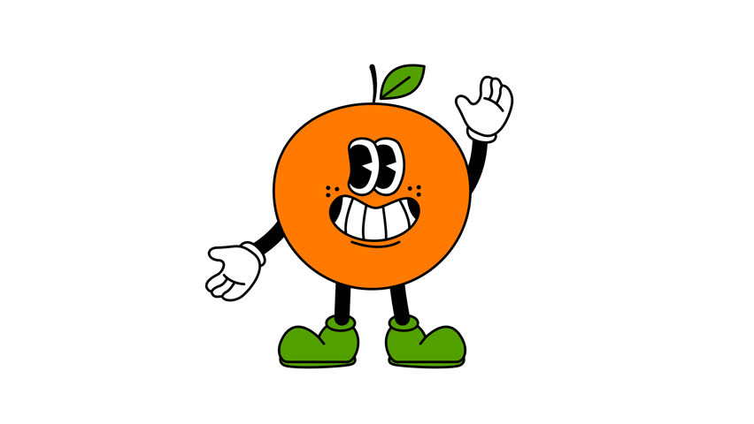 Cartoon Orange Character with Green Shoes and a Happy Expression