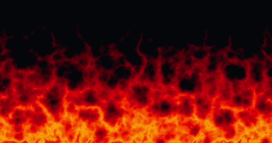 Dramatic scene with blazing fire consuming the lower part of the image against a completely black sky, emphasizing the fiery intensity and contrasting colors in a captivating visual spectacle.