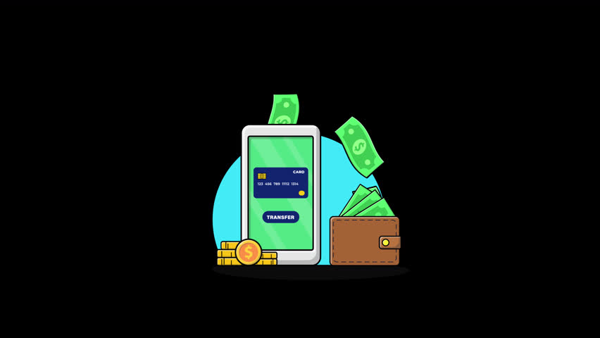 Phone Transferring Money. Money Transfer Concept Animation Video - Transparent