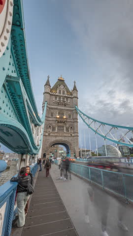 timelapse of tower bridge, london in vertical