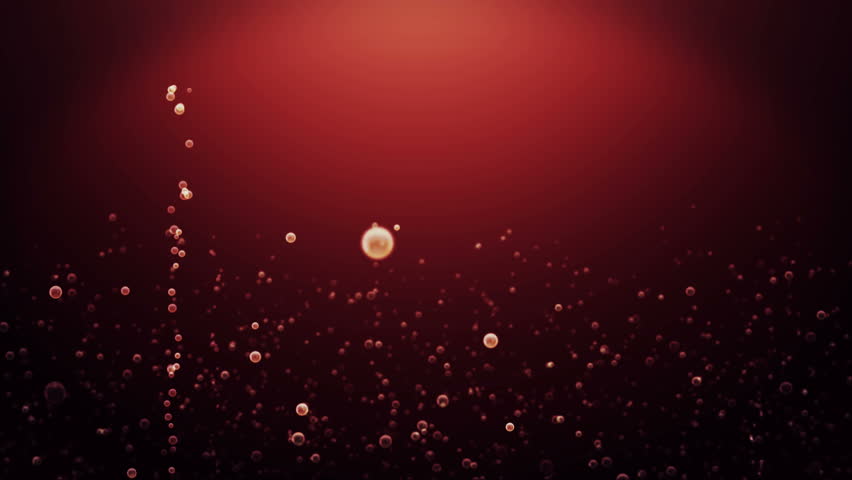 Effervescences bubbles coke in red background