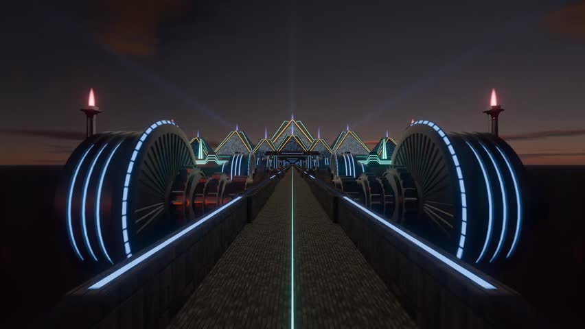 Marvel at the breathtaking illumination of a stunning architectural structure . 3D Illustration