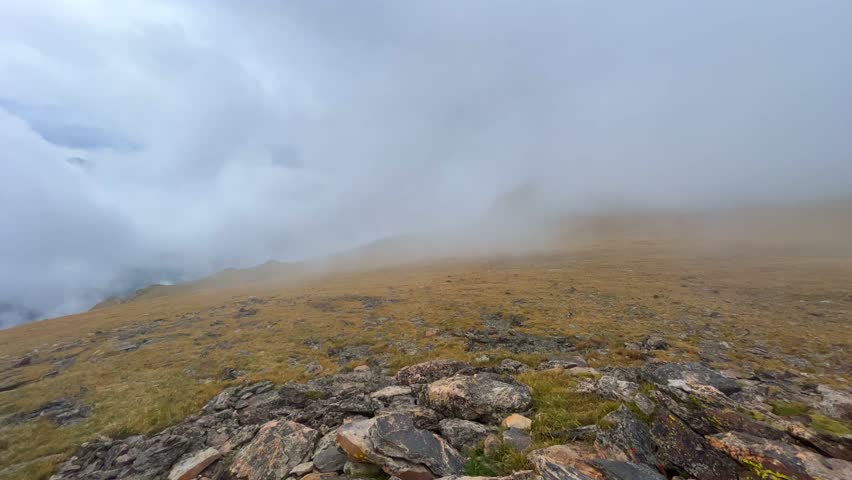 Very foggy view over the mountain