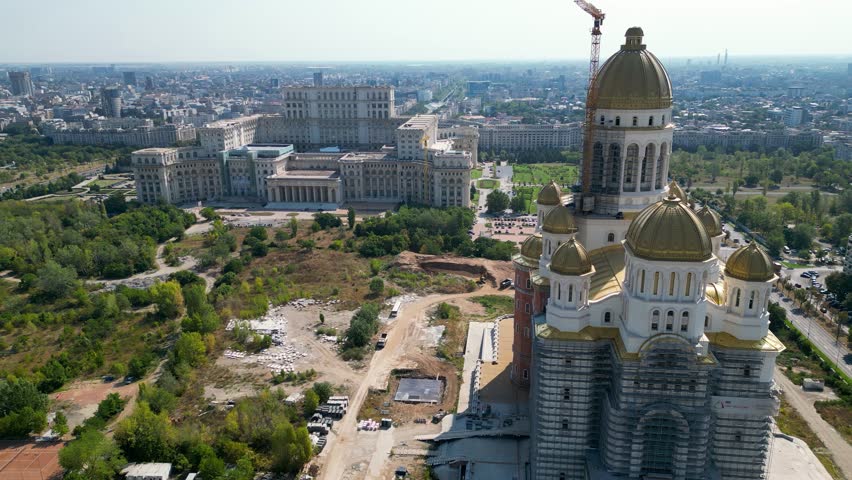 Panoramic aerial view of Bucharest city center. View of People