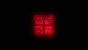Neon qr code icon red glowing black background animation - Powered by Shutterstock - Get 15% off with code: PIKWIZARD15