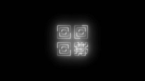 Neon qr codet icon white glowing black background animation - Powered by Shutterstock - Get 15% off with code: PIKWIZARD15
