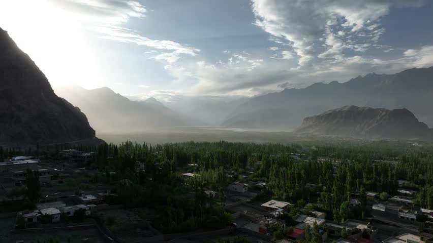 Sunrise over Skardu in Northern Pakistan.