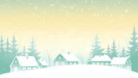 Winter snow village with cute houses and beautiful trees. Winter Christmas village with falling snowflakes for design. - Powered by Shutterstock - Get 15% off with code: PIKWIZARD15