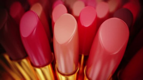 Image of an lipsticks can represent beauty and can be perfect as an background for fasion related subjects. Looopable animation.