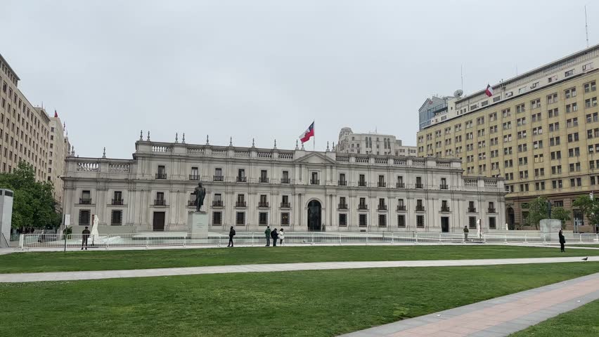 Exterior view of the "La Moneda Cultural Center" building in Santiago, Chile