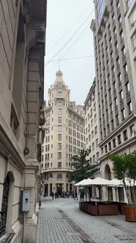 View of the beautiful architecture on Nueva York Street in Santiago, Chile	
