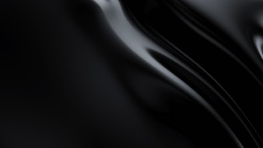 Abstract reflective ripples on black surface. Dark water waves. Satin crumples. Loop 3d render animation