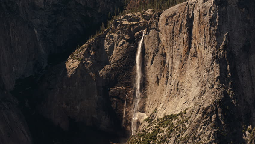 Yosemite Falls Upper Sunset Time Lapse Tilt Down Sierra Nevada Mountains California USA