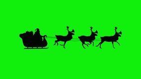 Animated santa claus riding sleigh with reindeer silhouette on green screen. Concept of cartoon, christmas, holiday, winter, and new year. - Powered by Shutterstock - Get 15% off with code: PIKWIZARD15