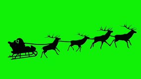 Santa claus sleigh with four reindeer silhouettes flying in a wavy motion on green screen. Concept of christmas and happy new year animation. - Powered by Shutterstock - Get 15% off with code: PIKWIZARD15