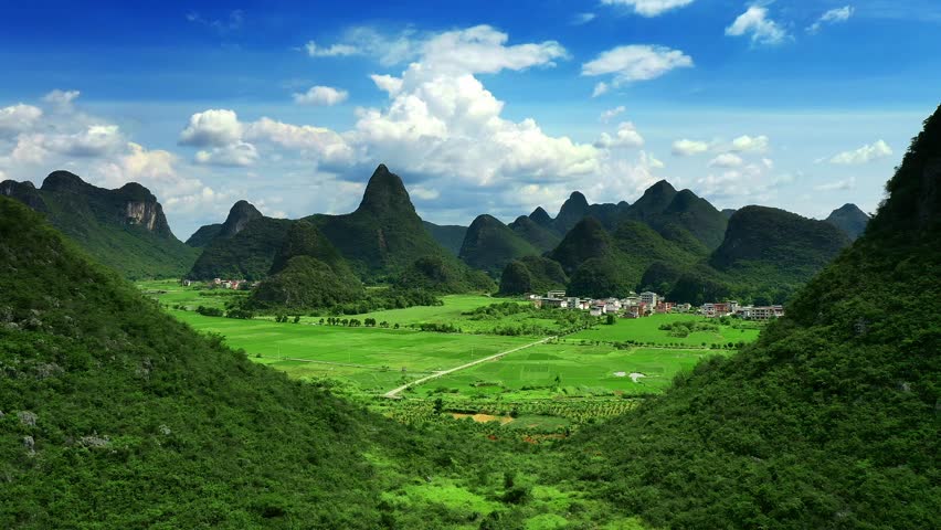 Aerial photography China Guangxi guilin Yangshuo beautiful scenery karst landform