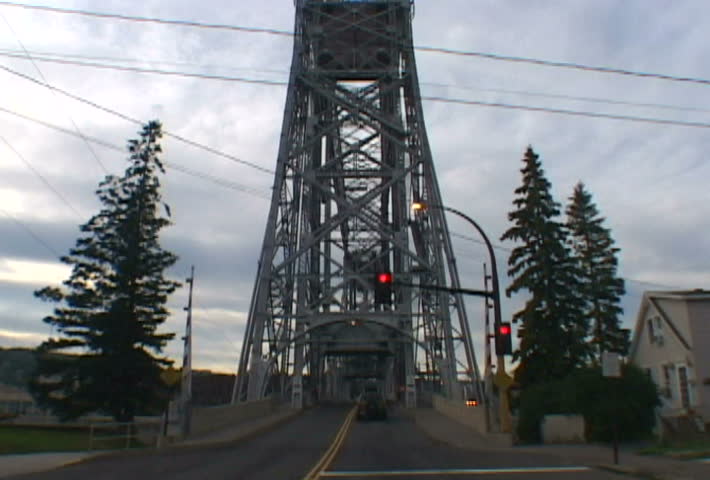 Lift Bridge in Duluth, Minnesota driving across.