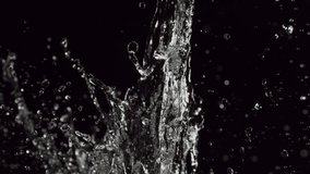 Mesmerizing slow-motion water splash creating scattered droplets in the dark, evoking tranquility and artistic beauty - Powered by Shutterstock - Get 15% off with code: PIKWIZARD15